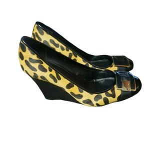 Calvin Klein- Pony Hair, Leopard Print Wedge Heels " WILA"  Womans 7.5